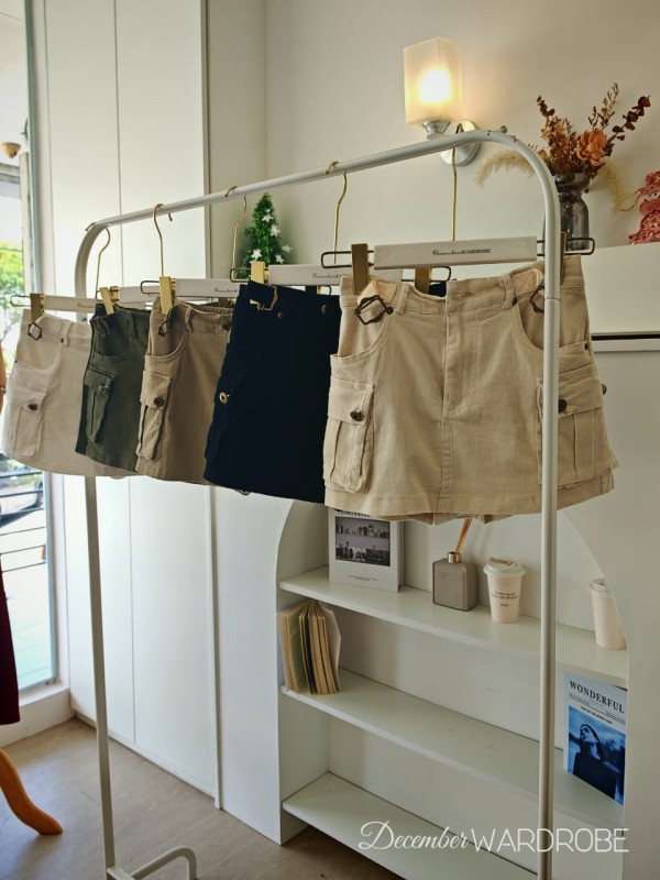 军绿色工装口袋短裙